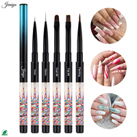 Cepillo delineador con mango líquido, cepillo francés de gel 3D, pluma Ombre, juego de 6 cepillos para uñas