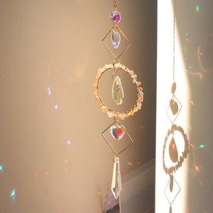 Attrape-soleil en cristal naturel Rainbow Maker, attrape-soleil circulaire en cristal suspendu, prisme arc-en-ciel - Product Image 3