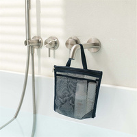 Sac de rangement en maille pour maquillage et articles de toilette, organisateur portable de voyage pour outils de douche et de soin corporel, pochette suspendue pour cosmétiques