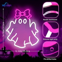 Bande lumineuse LED néon 3D en forme de papillon fantôme, alimentée par USB, murale, pour décoration d'Halloween, bars, fêtes, usage commercial