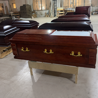 Ataúd de Madera Estilo Americano Qianrui Premium, Ataúd Funerario de Alta Gama, Ataúdes de Entierro de Madera Maciza con Asas Abatibles