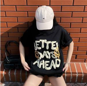 T-shirt à manches courtes col rond Better Days Ahead 100% coton, échantillon disponible, impression en relief en caoutchouc, tissage de haute qualité - Product Image 1