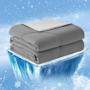 Edredón Refrigerante Tamaño Queen, Mantas Refrigerantes para Personas que Sienten Calor al Dormir <span class=keywords><strong>y</strong></span> Sudores Nocturnos, Edredón de Verano Gris Claro Oscuro para Cama Queen - Product Image 1