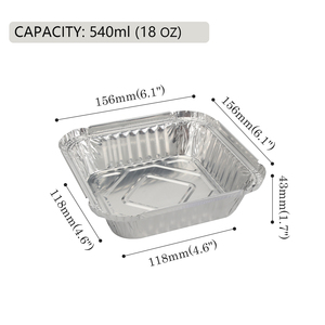 Contenitori in Alluminio Riciclabile 6x6 Quadrati, Resistenti, per Alimenti, con Coperchi in <span class=keywords><strong>Carta</strong></span>, per Pane e Dessert - Product Image 2