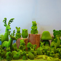 Y530Artificielle Forêt Série Plantes Vertes Mousse Figurine Ornement Animal Lapin Cerf Écureuil Champignon En Peluche Pastorale Décoration
