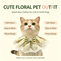 Serviettes en coton JXANRY pour animaux de compagnie - Broderie Catamaran et motif floral, accessoires de mode pour le cou toutes saisons
