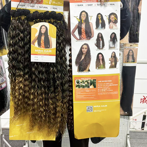 Perruque Mira 20 pouces Deep <span class=keywords><strong>Wave</strong></span> Kinky Curly, extensions de cheveux synthétiques pour tresses, boucles profondes, ondulations aquatiques, ombré, style bohème - Product Image 4