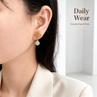 Boucles d'oreilles pendantes en argent S925 avec perles de jade néphrite, nouveau style chinois, bijoux à pampilles pour Qipao, cadeau élégant