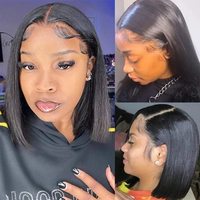 Venta al por mayor M Lagos Hairline HD pelucas delanteras de encaje 100% pelo humano indio crudo real Bob corto peluca 12 pulgadas 13x4 para pelucas frontales de encaje