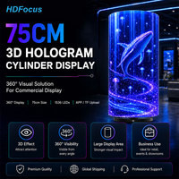 Proyector de Cilindro Holográfico 3D HDFocus de 75 cm, Panorámico de 360 Grados, 2000 Nits de Brillo, Pantalla con Ventilador, Bluetooth, WiFi y App