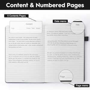 (Free Index Tabs Stickers) A5 Medium College Ruled Vegan Leather Hardcover <b>Journal</b> 192 Page Lined Notebooks for Promotional Use - Product Image 3