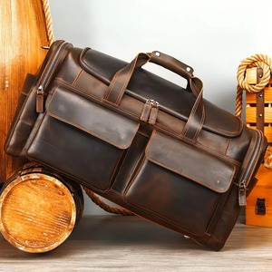 Grand sac de sport de luxe sac de voyage en cuir véritable avec logo de taille personnalisable Style tendance durable et portable - Product Image 4