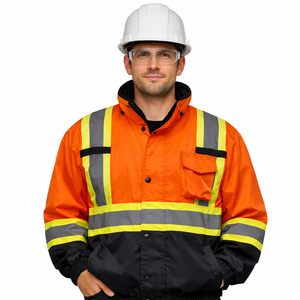 Veste bomber orange haute visibilité, réfléchissante, classe 3, <span class=keywords><strong>X</strong></span> dos, imperméable, veste de travail d'hiver, vestes de sécurité avec bas noir - Product Image 3