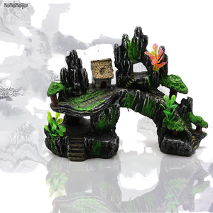 Adorno de piedra con vista a la montaña para acuario, árbol, roca, <span class=keywords><strong>cueva</strong></span>, paisaje, gran adorno para acuario, Roca, decoración de pecera Artificial - Product Image 1