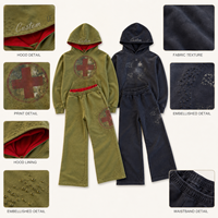 Survêtement Homme Personnalisé 100% Coton Lavé Effet Vieilli Imprimé et Déchiré, Style Streetwear, Fabricant OEM, Vente en Gros, Commande en Gros