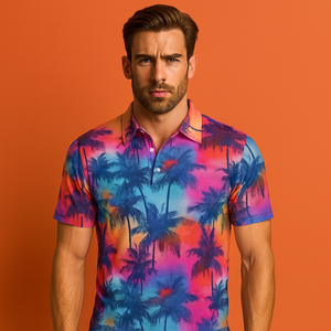 Chemise de golf d'été imprimée promotionnelle pour hommes design personnalisé d'usine OEM Polo à pourboire à séchage rapide - Product Image 1