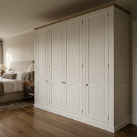 Armoire de conception américaine en bois massif, placard avec portes en MDF blanc, armoire au sol pour la maison, la chambre à coucher, le salon