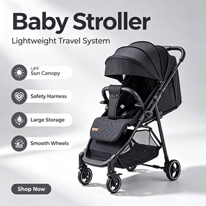 Poussette double usage avant et arrière à quatre roues et quatre freins, avec panier de rangement surdimensionné, idéale pour les repas – Meilleure vente - Product Image 1