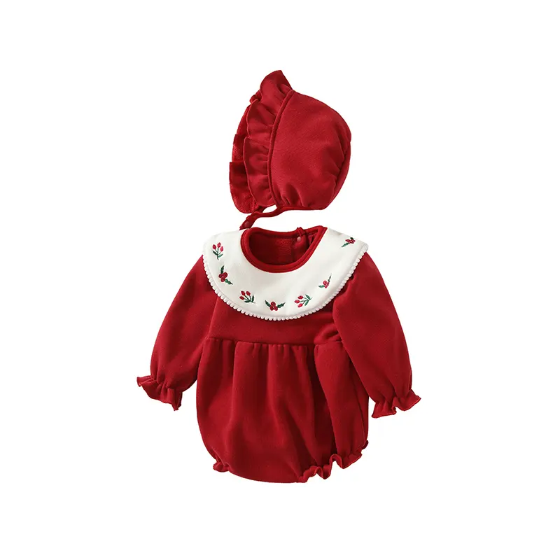 رومبير أحمر مقاس كبير للأطفال البنات الرضع 0-12 شهرًا رومبير ملون سادة ملابس حديثي الولادة