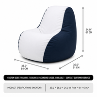 Fauteuil de relaxation Teardrop à prix réduit, emballage sous vide, bleu marine et blanc, mobilier contemporain bicolore pour extérieur, bord de piscine, complexe hôtelier