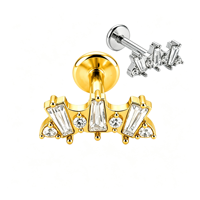 Boucles d'oreilles pendantes Freya en acier inoxydable 316L avec zircon cubique, à visser, pour piercing hélix, tragus, nez et bijoux de corps