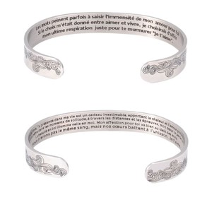 Pulsera Ajustable de Acero Inoxidable Plateada con Patrón de Ondas Grabado, Regalo de Joyería Unisex - Product Image 5