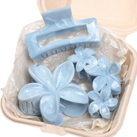 Pince à cheveux en acétate motif fleur de frangipanier marbrée, style Océan, épingles à cheveux géométriques, bijoux de plage d'été style sirène pour femme