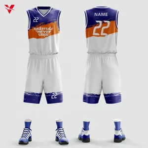 Customize Breathable Vintage Dropshipping Basketball Team Uniforms Men Double Sided Basketball Jersey Set With Numbers W1168