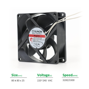 Ventilador Axial de Vaporización Eléctrico SUNON MA2082-HVL.GN 80x80x25mm 220-240VAC 215/225mA 4.6W 3200/3300RPM 40/41CFM para Gabinetes e Inversores (OEM) - Product Image 2