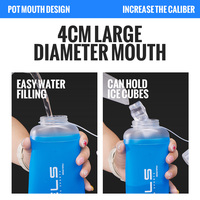 Bouteilles d'eau souples pliables WRELS pour le sport, 350 ml et 500 ml, avec logo personnalisé, en TPU, pour la course à pied et le marathon (vente en gros)