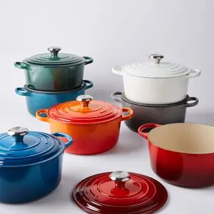 Articoli per la casa luminosi 3,5 qt pentola per zuppa in ghisa colore personalizzato forno olandese di alta qualità smalto antiaderente forno in ghisa Set di pentole