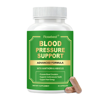 Complément alimentaire à base de plantes certifié GMP, marque privée, 13-en-1, hawthorne et hibiscus, pour la santé cardiovasculaire et le soutien de la pression artérielle, en capsules