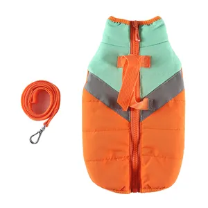 新设计橙色宠物服装小狗防水冬季保暖夹克反光狗背心