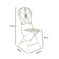 Chaise de jardin pliante en fer forgé de style français rétro, siège de bistrot extérieur en métal, 93 x 46 x 40 cm