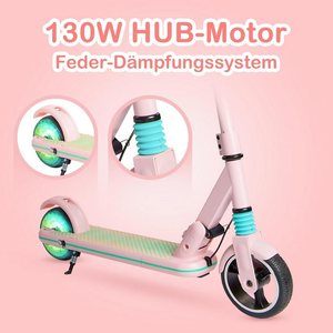 SIMATE S3 Plegable para Adolescentes con Pantalla LED, 14 Km/h, Marco Metálico, Azul/Rosa/Negro, Regalo, Equipo de Protección, StVZO D - Product Image 6