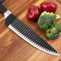 Ensemble de couteaux noirs avec éplucheur ensembles de 6 pièces pour la cuisine en acier inoxydable de qualité supérieure poignée ergonomique en grain de bois Super Sharp