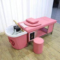 Table de massage professionnelle de luxe multifonctionnelle avec circulation d'eau pour salon de beauté, lit de lavage de cheveux thaïlandais, massage de la tête et spa, lit de shampoing