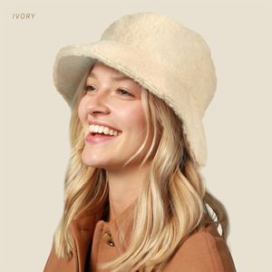<b>Sherpa</b> Bucket <b>Hat</b> For Women Winter Fuzzy Faux Fur Brim Fisherman <b>Hat</b> Casual Style - Product Image 4