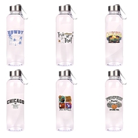 Bouteille d'eau transparente en PET de 500 ml sans BPA, personnalisable, avec couvercle en acier inoxydable, cadeau promotionnel, bouteille de sport, vente en gros ZB
