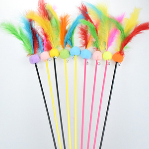 Wholesale pet cat toys, colorful feather cat wands, bells, pom-poms, plastic cat teasers, scratch and <b>bite</b> resistant cat toys. - Product Image 4