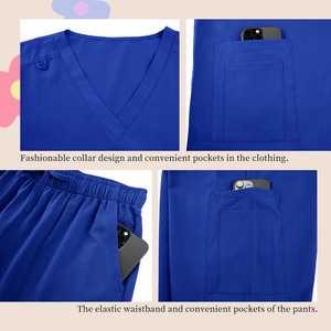 Women's Scrub Suit Set Split Knitted Breathable Uniform For Hospital Dental Beauty Salon Work Wear S XXL - Product Image 4