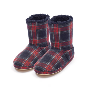 <span class=keywords><strong>Chaussons</strong></span> d'intérieur en coton pour femmes à carreaux ; pantoufles courtes en coton doublées de polaire, chaudes, pour usage intérieur - Product Image 6