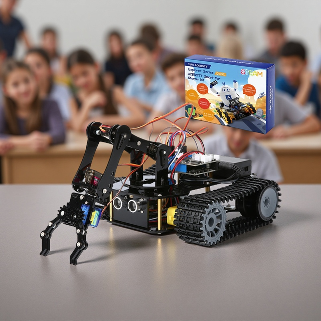 DIY ESP32 STEM Starter Kit for Kids Robot Arm Tank Car with for Arduino Programming & Electronics Learning Robotics Kit