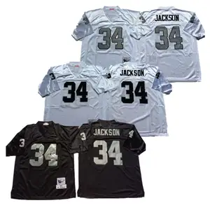 Oakland Vintage Jerseys Las Vegas 34 Bo Jackson 75 Howie Long Stitched Retro Throwback American Football Jerseys Black