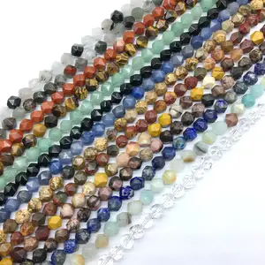 New Natual Stone Bead Strand Diamond Cut Shape Cube Beads For DIY Necklace Craft Supplies