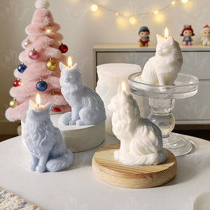 Molde de Silicona para Velas Aromáticas J10-536, Diseño de Gato <span class=keywords><strong>Maine</strong></span> <span class=keywords><strong>Coon</strong></span>, Perro, Rana, Tortuga, Molde para Resina, Yeso y Figuras de Gatitos Sentados - Product Image 3
