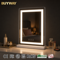 Miroir de maquillage rectangulaire blanc 46x58cm éclairé avec 152 LED SMD, interrupteur tactile, 3 couleurs réglables, adaptateur secteur, 1X HD