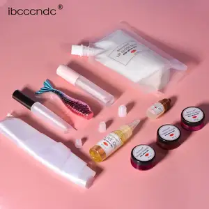 Kit Lip Gloss DIY Pelembap Lip Gloss Bening Gel Dasar dengan Lipgloss Tube Pigmen Bubuk Aroma Glitter Essence