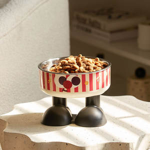 Toptan yeni sınır ötesi anti-vurmak kedi köpek kase paslanmaz çelik yem kasesi boyun koruyucusu ile katı desen otomatik özelliği - Product Image 2