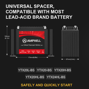 Batterie de démarrage pour sports mécaniques à haut débit YTX20BS/<span class=keywords><strong>YTX20L</strong></span>/YTX20H/YTX20HL-BS, 12 V 12 Ah, Lifepo4, vendue par le fabricant - Product Image 3